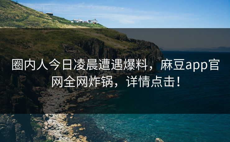 圈内人今日凌晨遭遇爆料，麻豆app官网全网炸锅，详情点击！