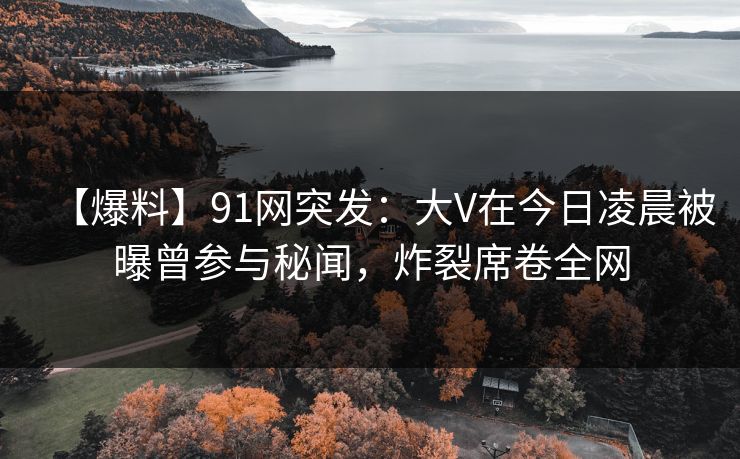 【爆料】91网突发：大V在今日凌晨被曝曾参与秘闻，炸裂席卷全网