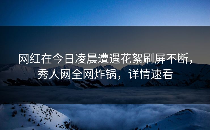 网红在今日凌晨遭遇花絮刷屏不断，秀人网全网炸锅，详情速看
